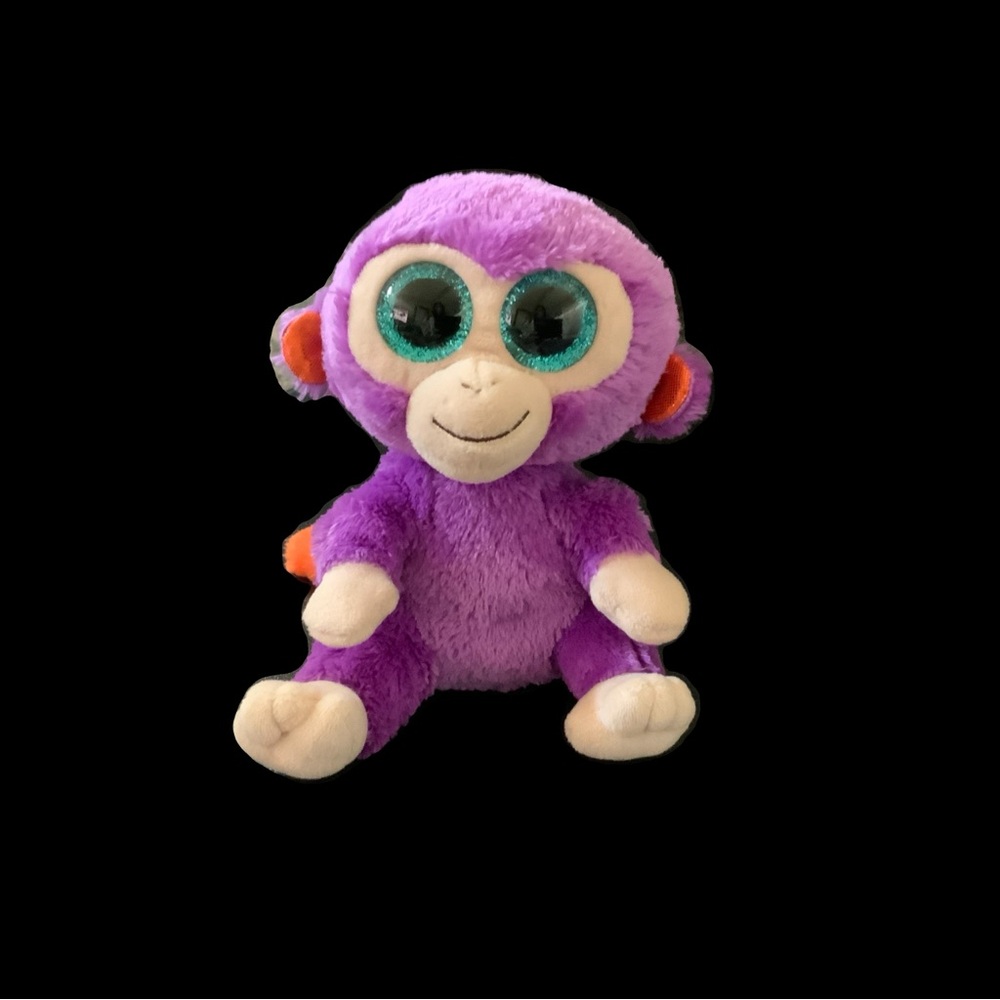 Ty Beanie Boos Grape Monkey Purple Plush 6 inch Stuffed Animal I Purple Orange